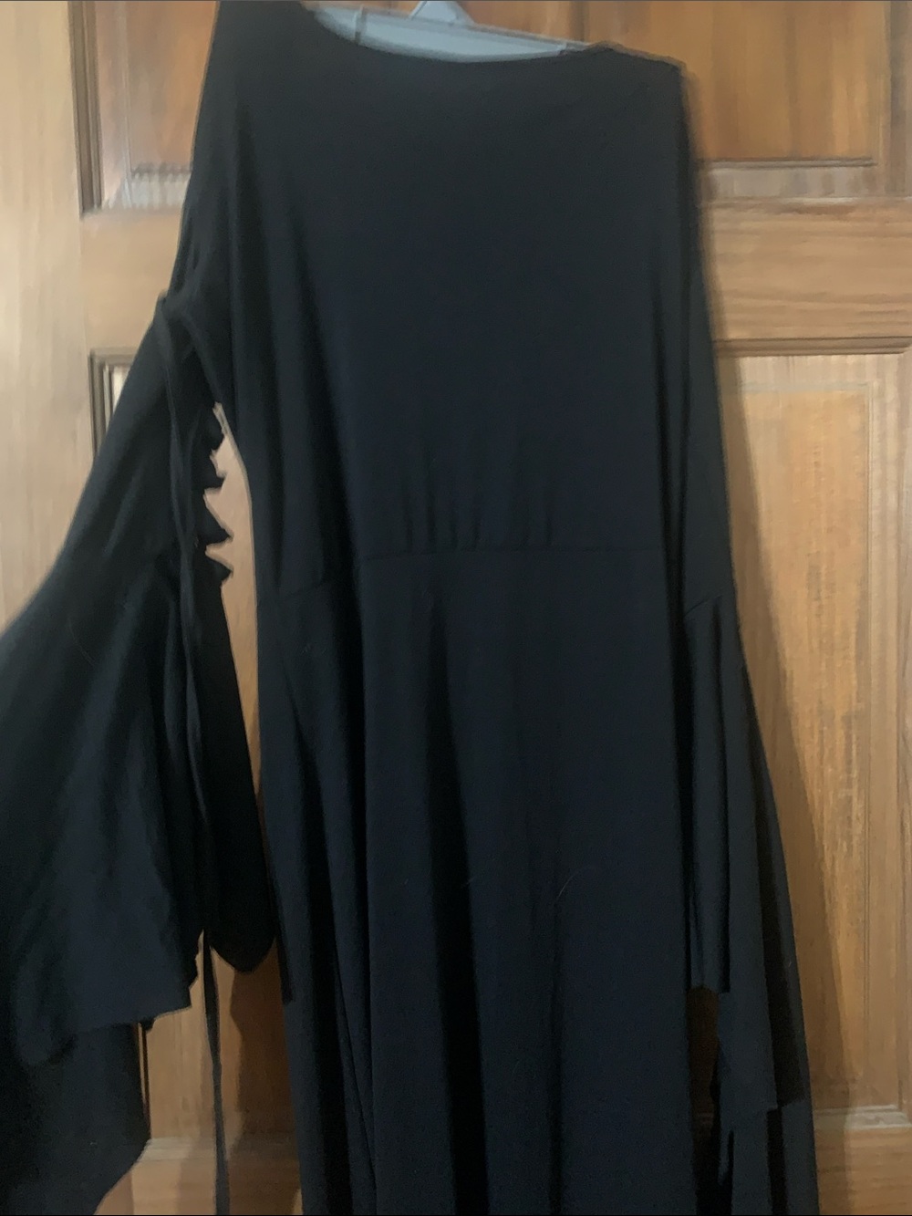 Black Long-Sleeve Flared Dress with Statement Sleeves -